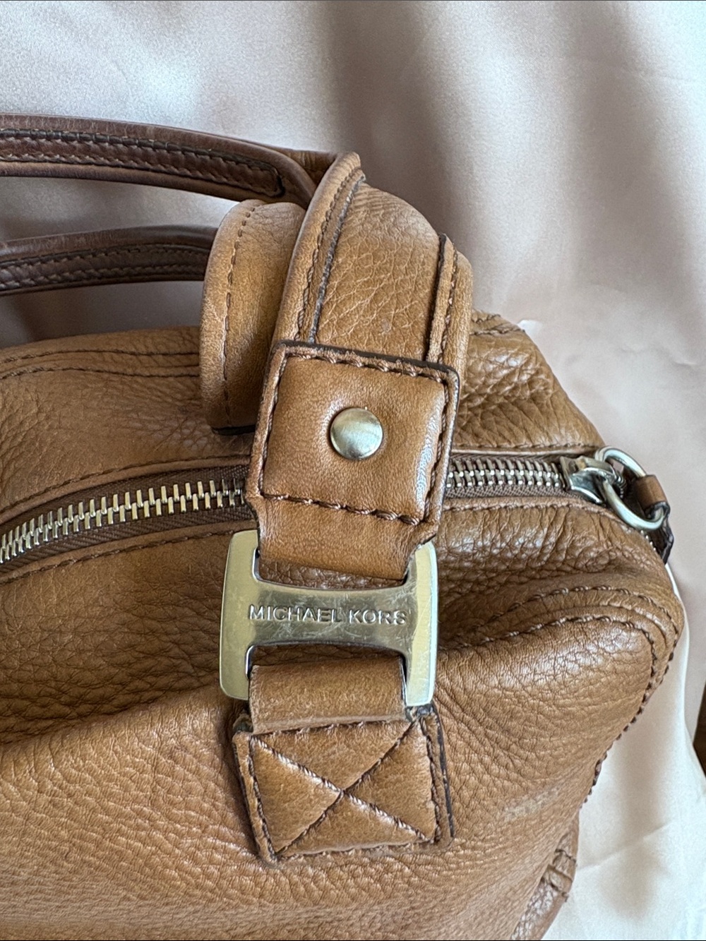 VTG Michael Kors Brown Leather Satchel 12”x 8” 5” - Picture 8 of 11